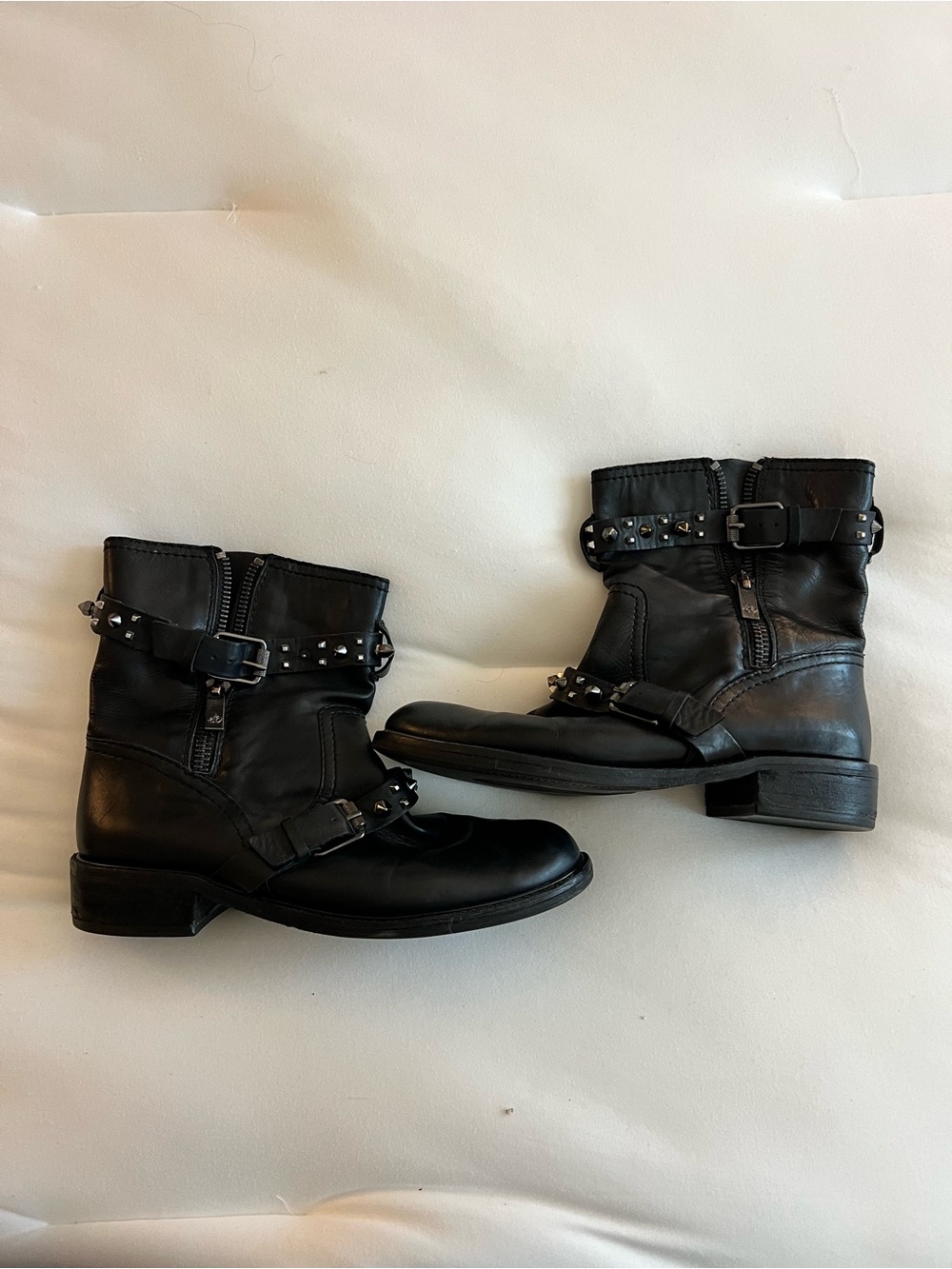 Sam Edelman Black Studded Leather Moto Boots